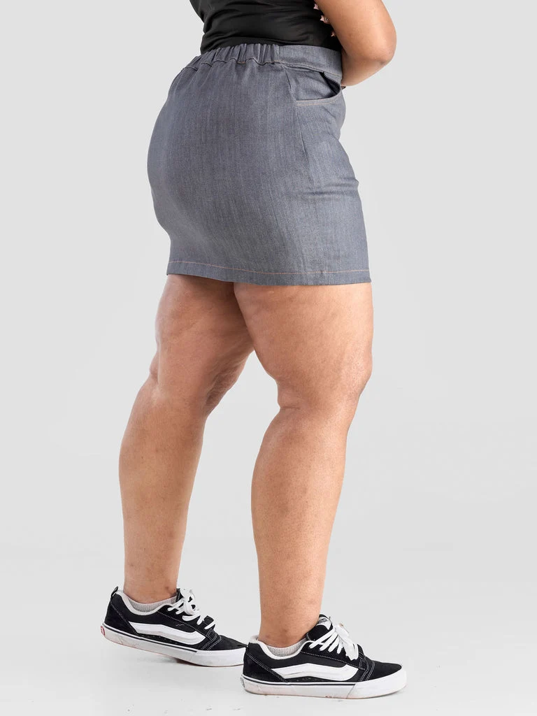 Zoya Yuni Contrast Stitch Mini Skirt - Grey