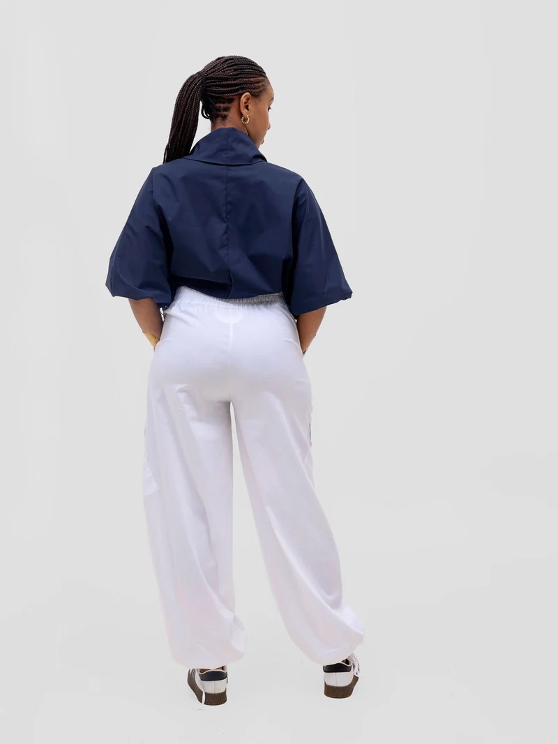 Safari by Vivo Njano Drawstring Top in Cotton - Navy Blue