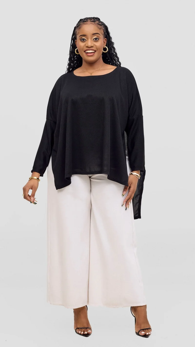 Vivo Safa Sweater in Stretch Rib - Black