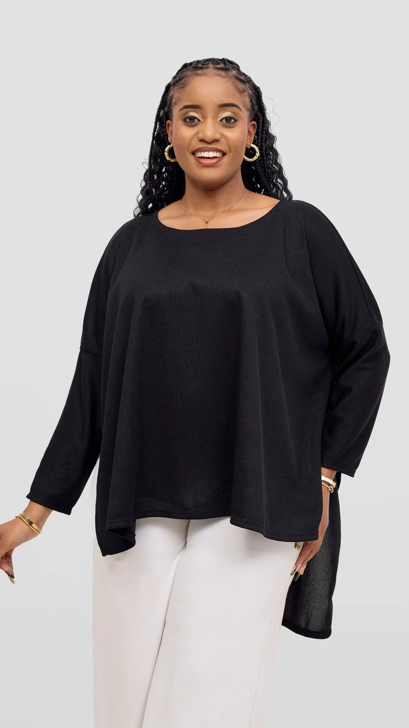 Vivo Safa Sweater in Stretch Rib - Black