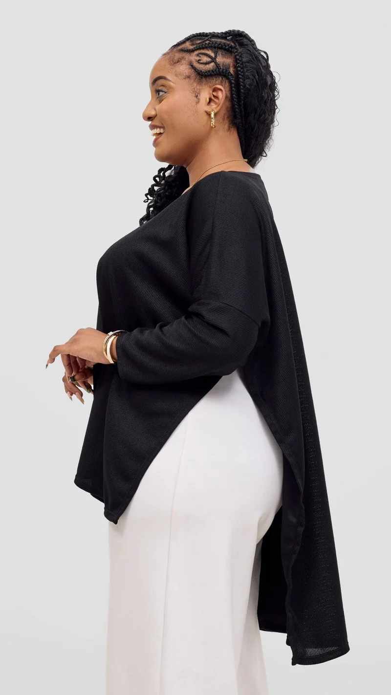 Vivo Safa Sweater in Stretch Rib - Black