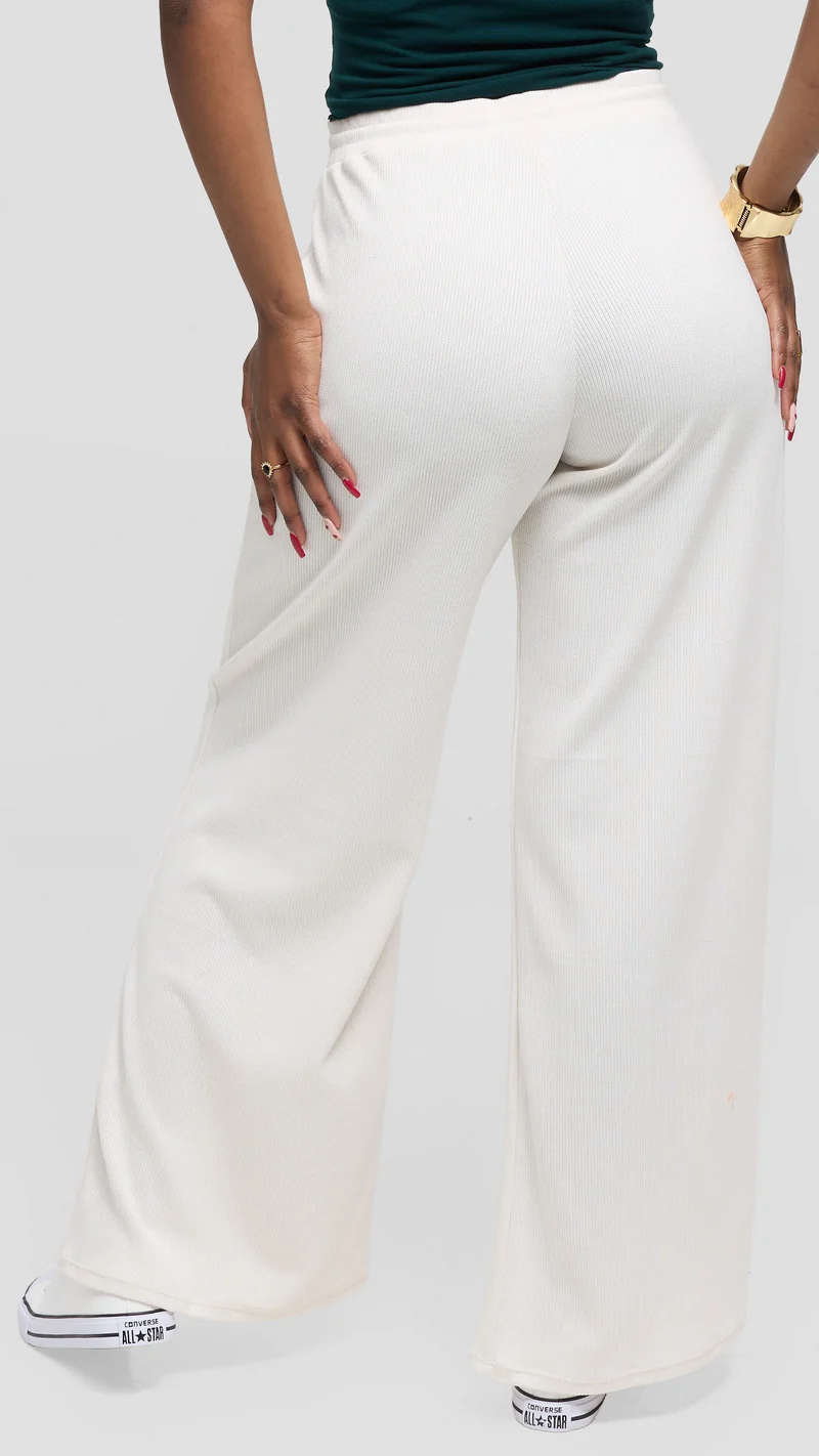 Vivo Ria Drawstring Pants in Stretch Rib - Off White