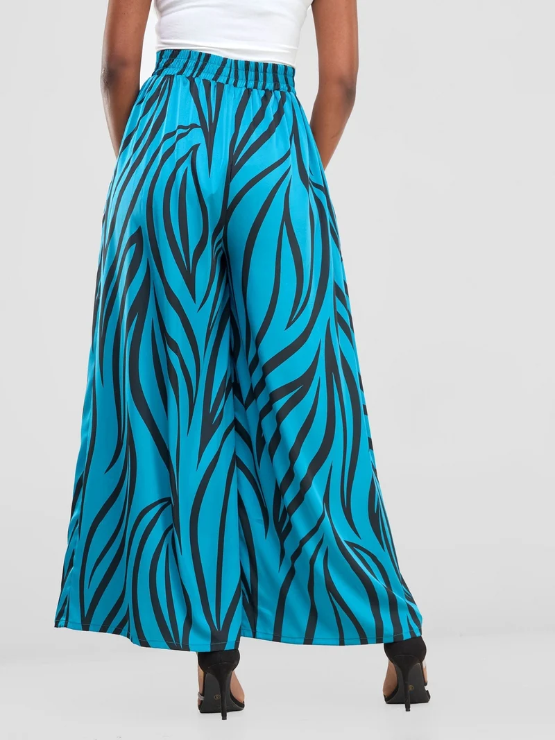 Vivo Chidii Wide Leg Pants - Teal / Black Ameli Print