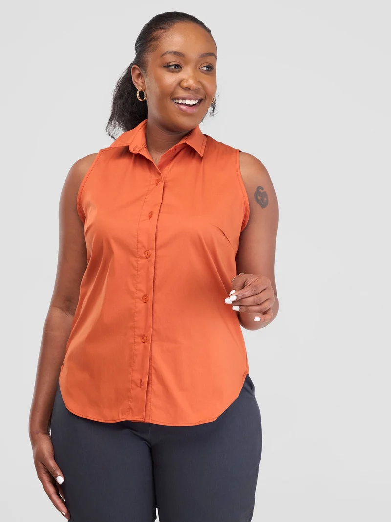 Safari by Vivo Kamari Halter Shirt - Rust Orange
