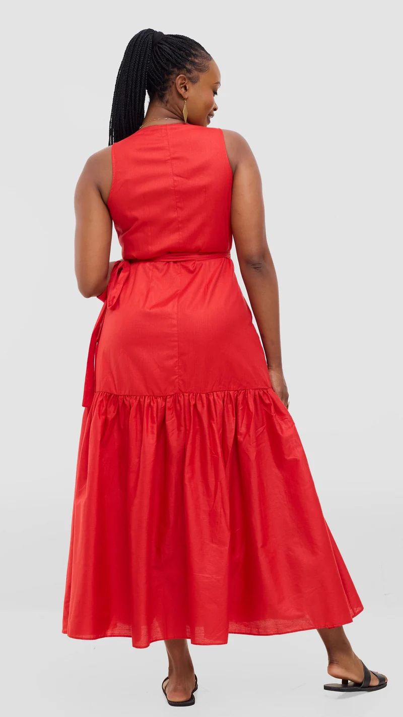 Safari Solana Wrap Dress - Red