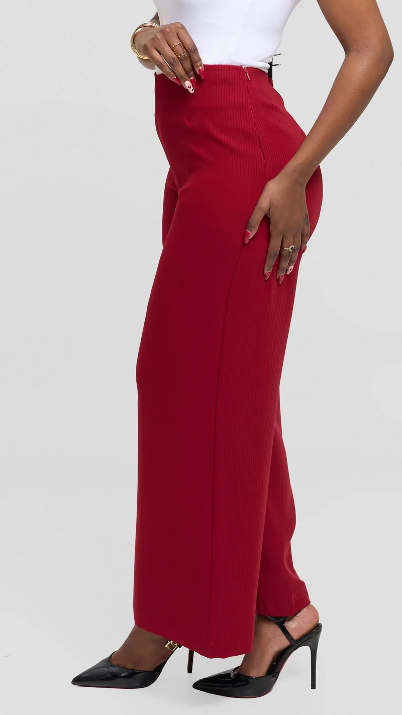 Vivo Tatili Pinstripe Pants in Medium Crepe - Dark Red