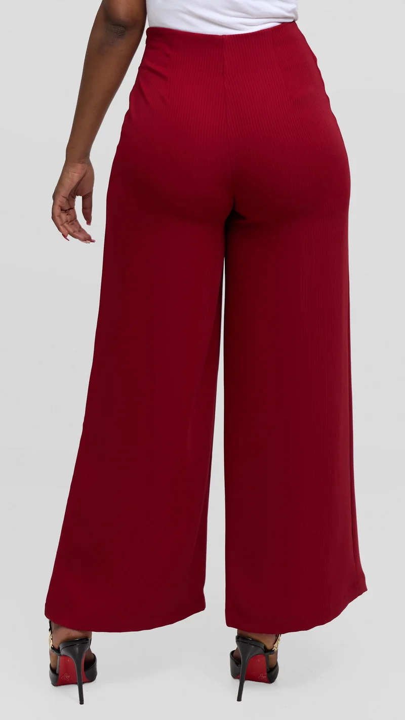 Vivo Tatili Pinstripe Pants in Medium Crepe - Dark Red