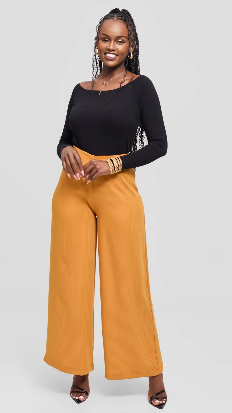 Vivo Tatili Pinstripe Pants in Medium Crepe - Mustard