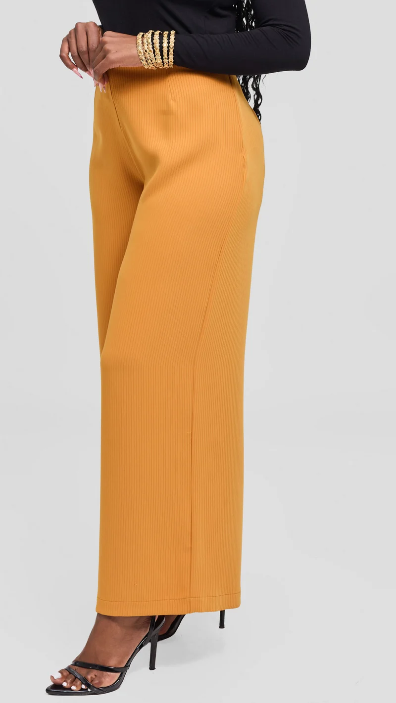 Vivo Tatili Pinstripe Pants in Medium Crepe - Mustard