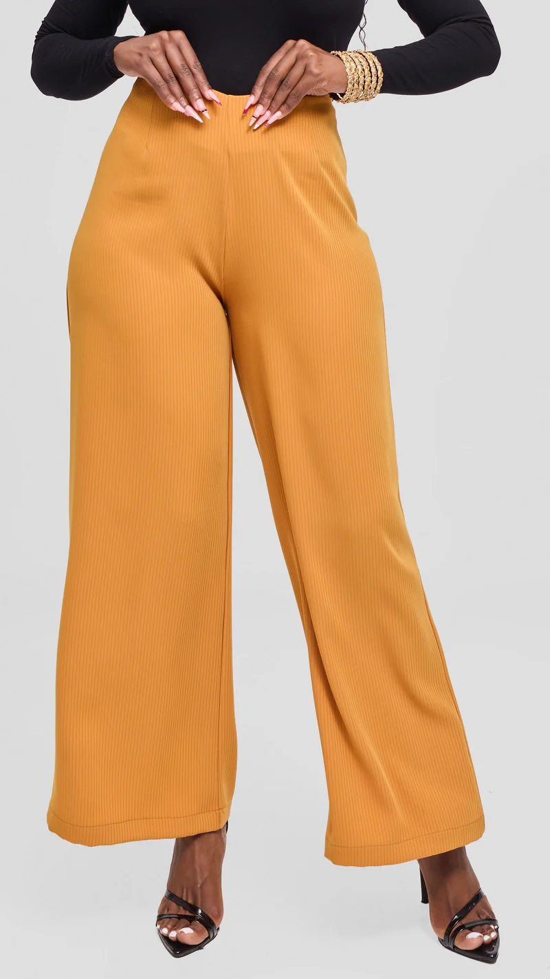 Vivo Tatili Pinstripe Pants in Medium Crepe - Mustard