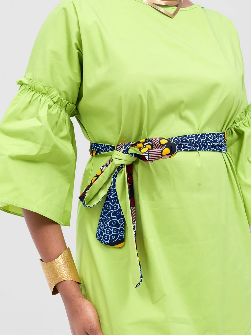 Safari Tawi Flounce Tent Dress - Lime Green