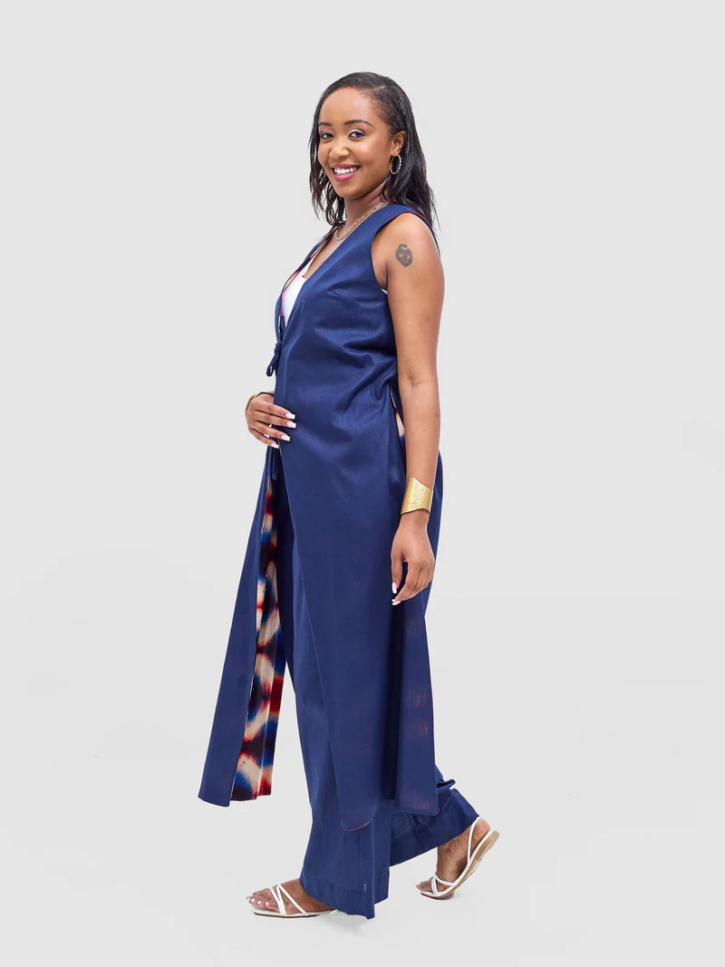 Safari by Vivo Tiwa Wide Leg Pants in Linen - Navy