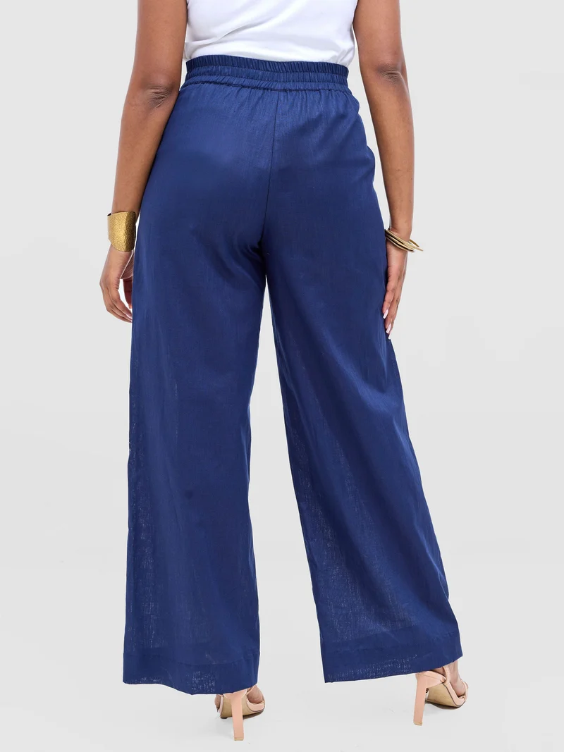 Safari by Vivo Tiwa Wide Leg Pants in Linen - Navy