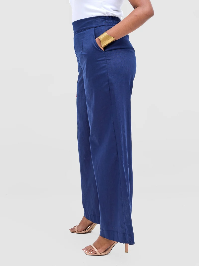 Safari by Vivo Tiwa Wide Leg Pants in Linen - Navy
