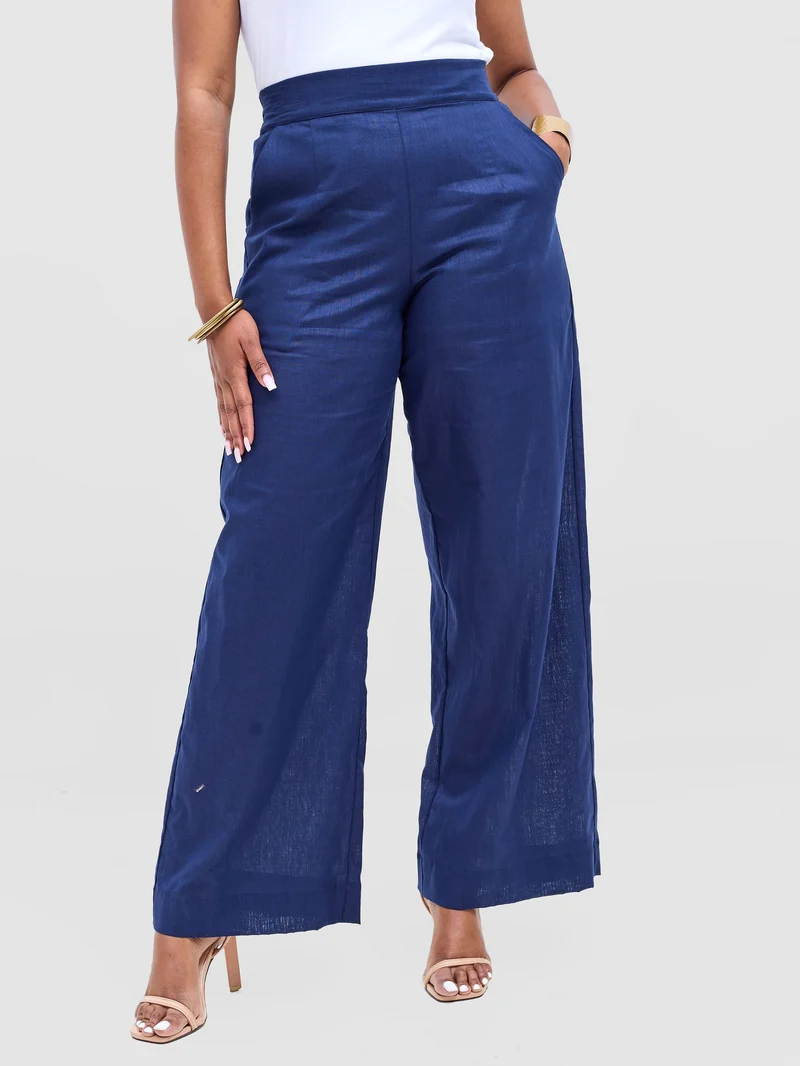 Safari by Vivo Tiwa Wide Leg Pants in Linen - Navy