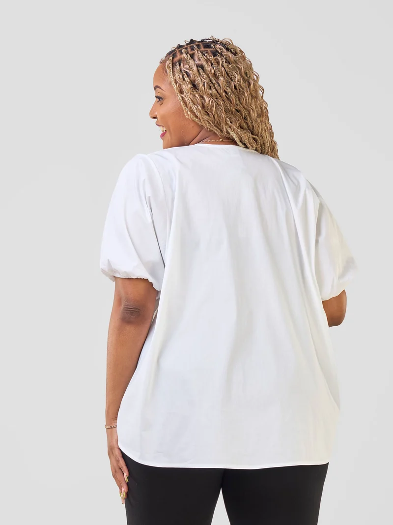 Safari Njano Tie Front Wide Top - White