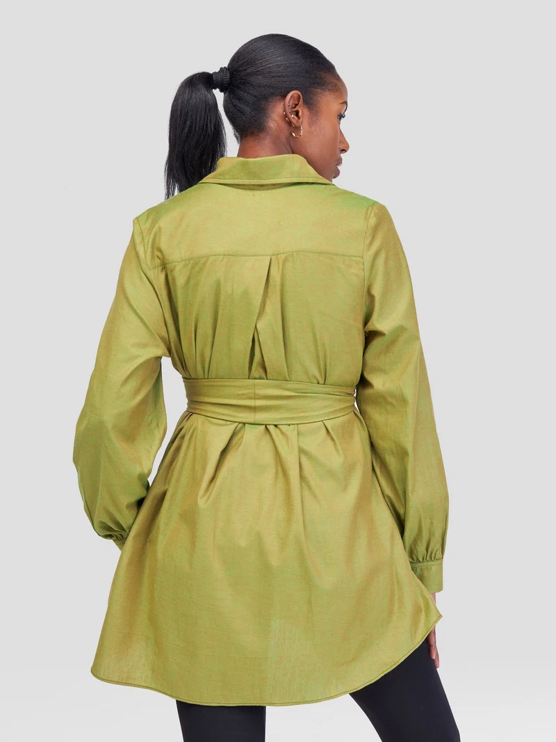 Safari Kikoy Long Sleeve Shacket - Green