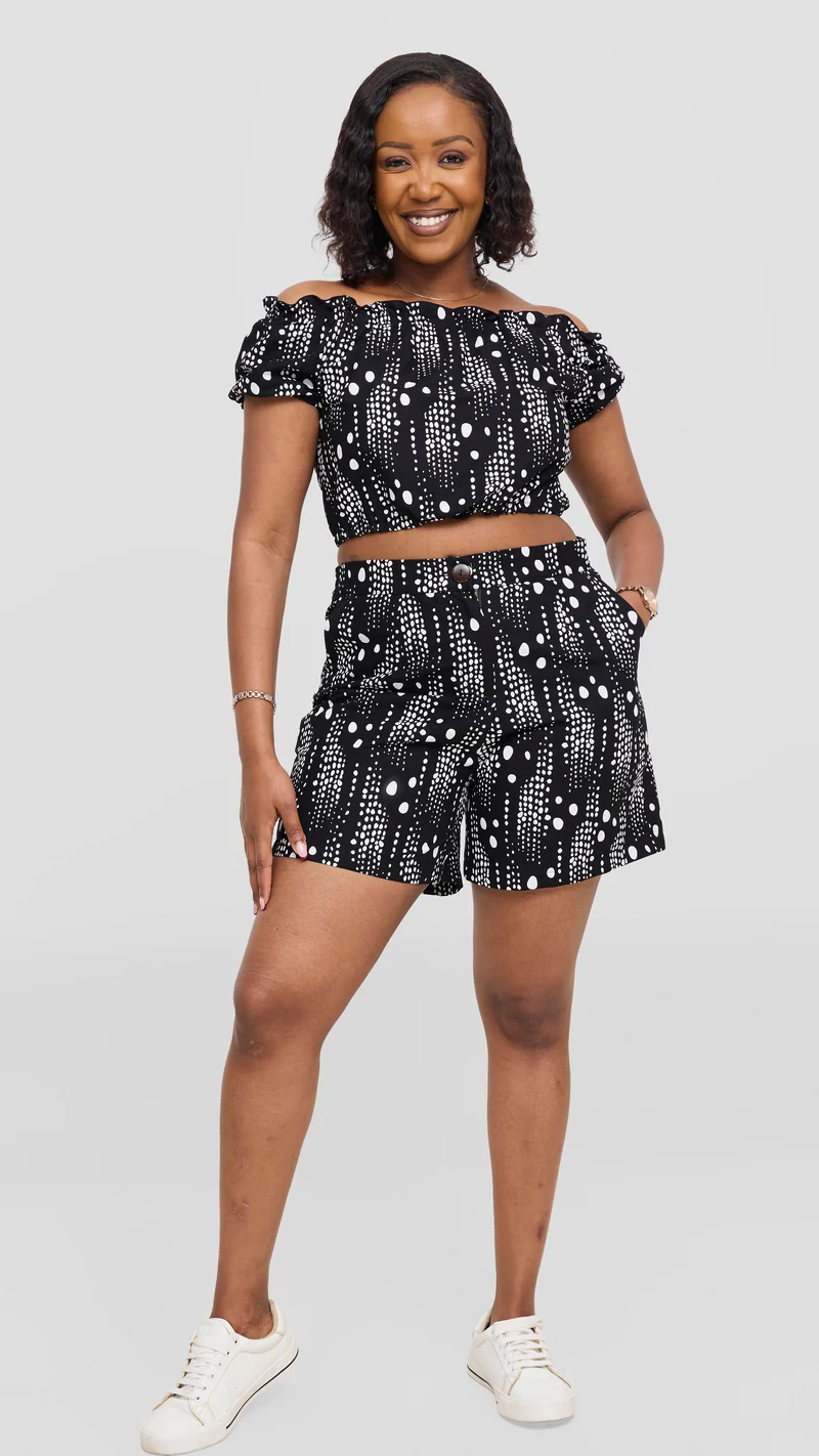 Safari Tafari Off Shoulder Crop Top - Selvi Print