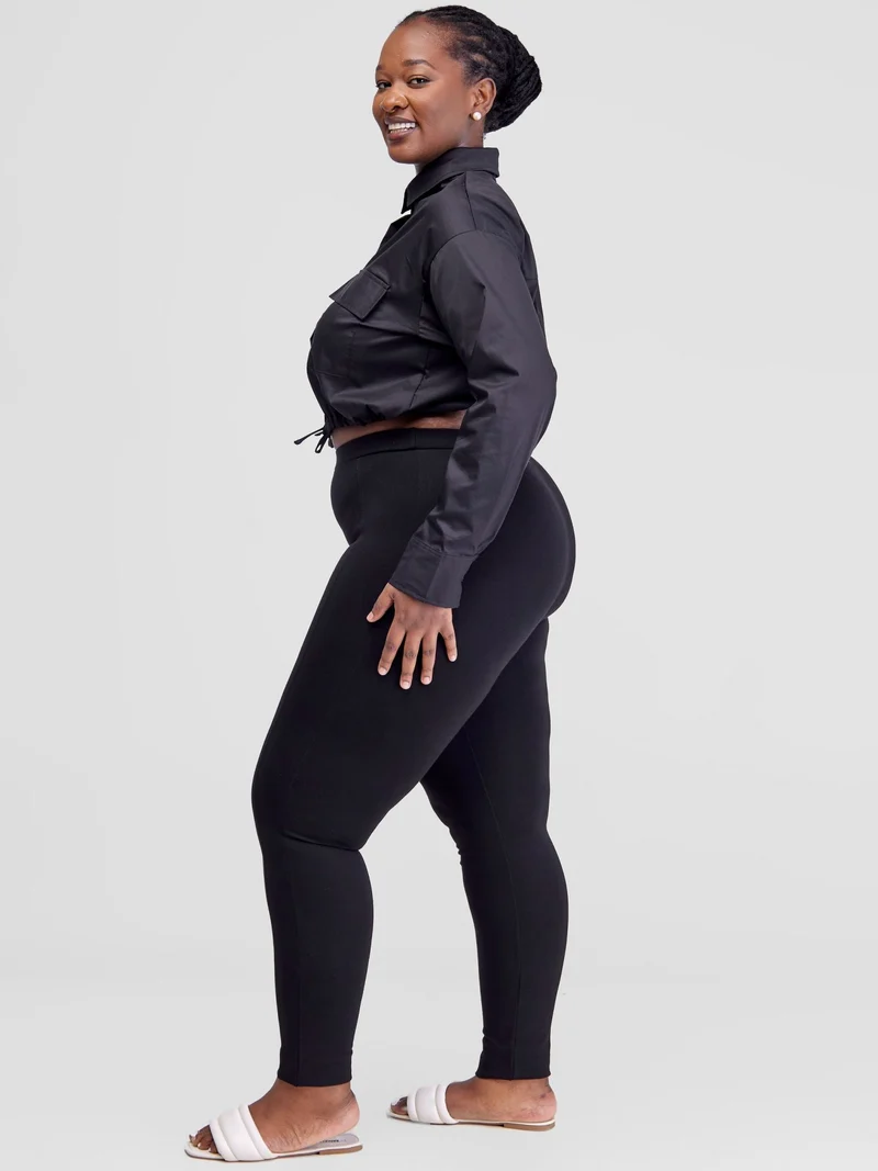 Safari by Vivo Kamari Long Sleeve Drawstring Shacket - Black