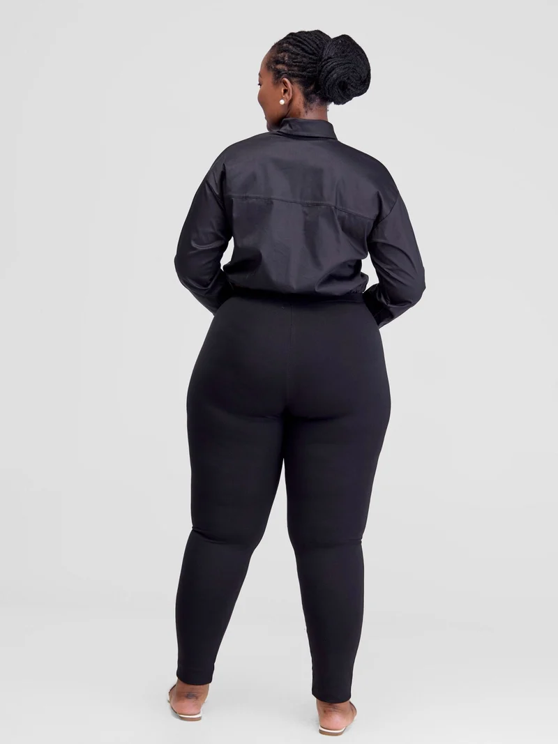 Safari by Vivo Kamari Long Sleeve Drawstring Shacket - Black