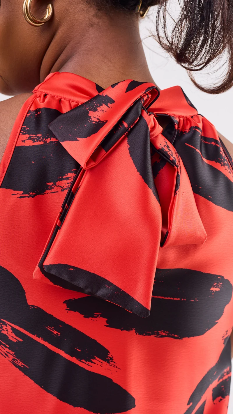 Vivo Iyana Bubble Mini Dress - Orange / Black Iya Print