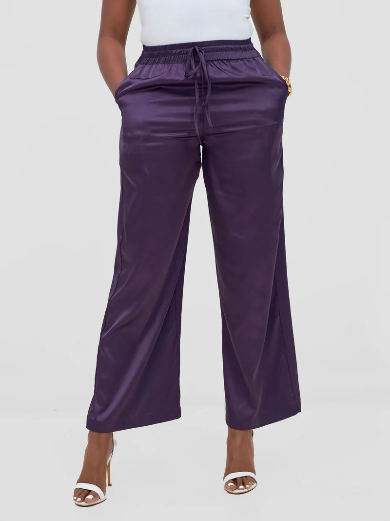 Vivo Ayah Satin Pants - Dark Purple