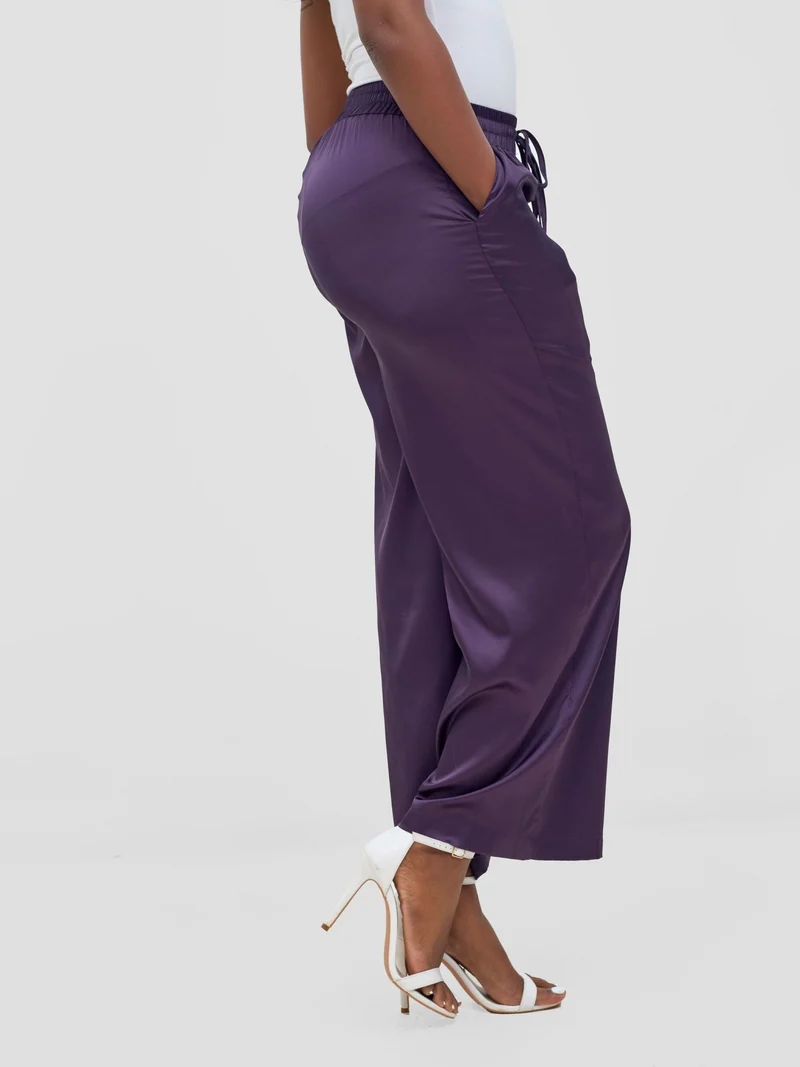 Vivo Ayah Satin Pants - Dark Purple