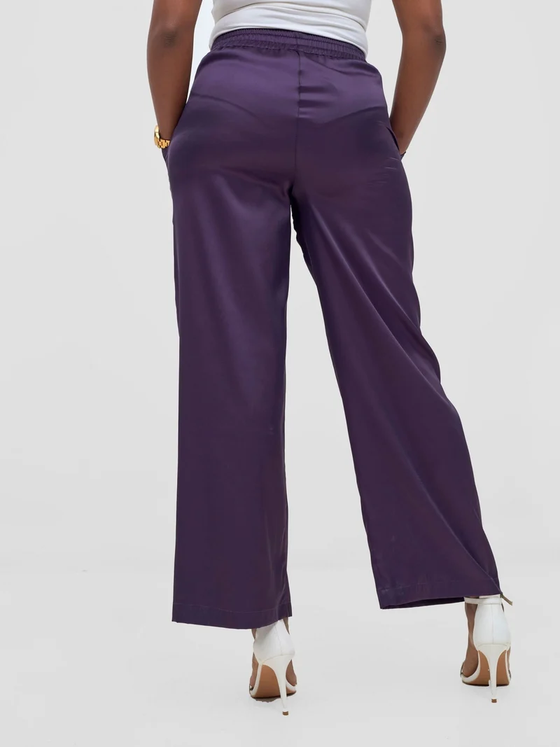 Vivo Ayah Satin Pants - Dark Purple