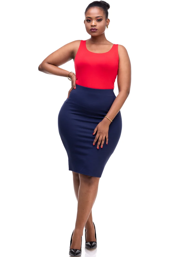 Vivo Basic Waridi Pencil Skirt - Navy Blue