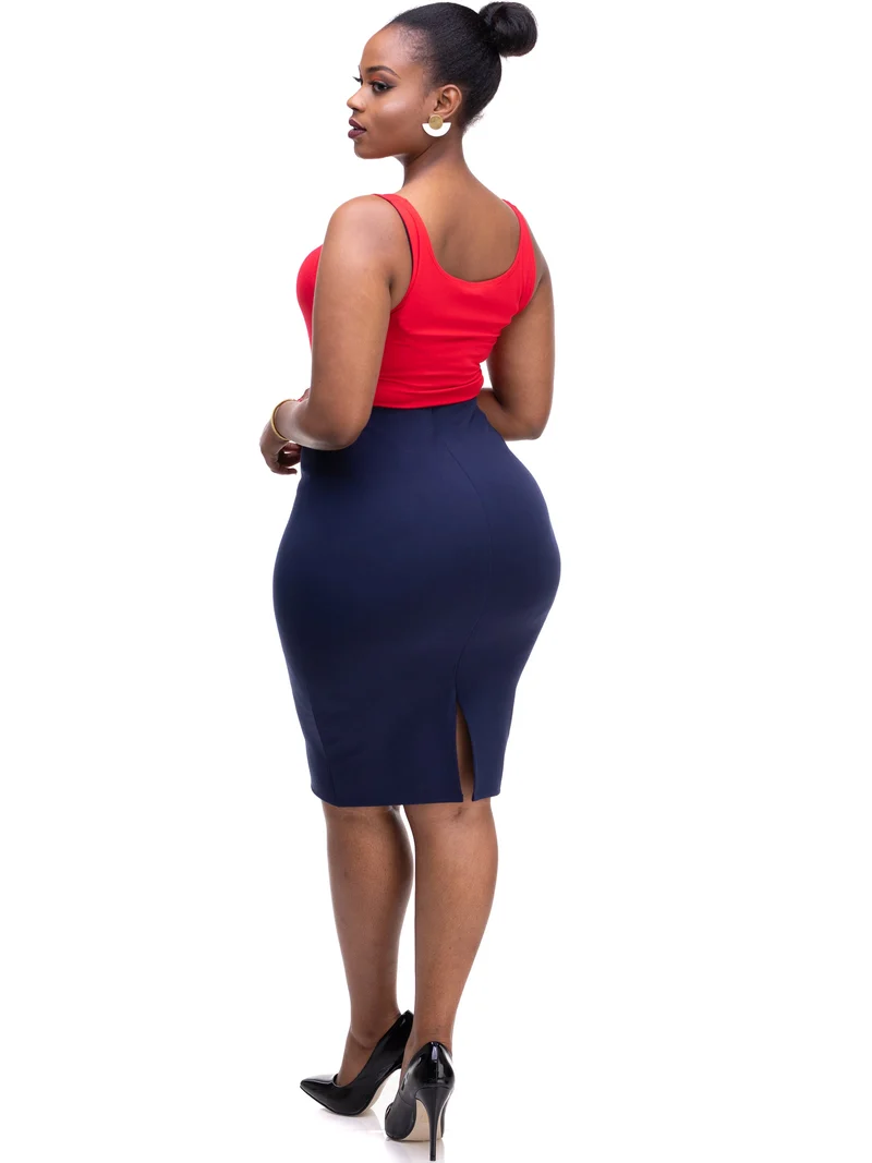 Vivo Basic Waridi Pencil Skirt - Navy Blue
