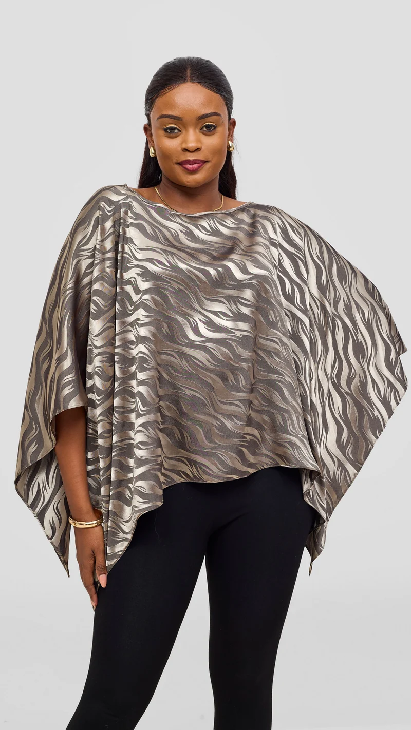 Vivo Liora Multiway Top in Satin - Olive Textured Print