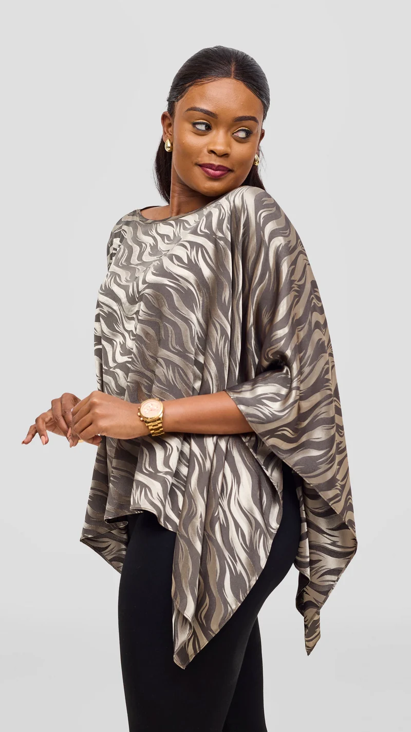 Vivo Liora Multiway Top in Satin - Olive Textured Print