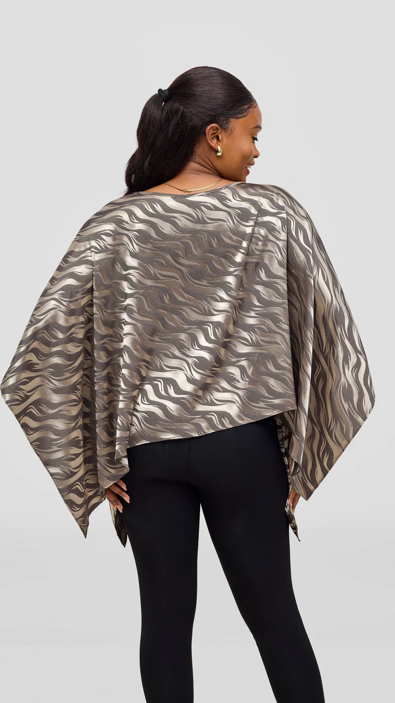 Vivo Liora Multiway Top in Satin - Olive Textured Print