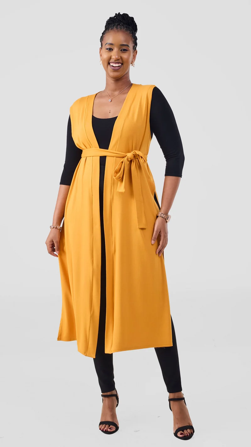 Vivo Chela Sleeveless Waterfall in Jersey - Mustard