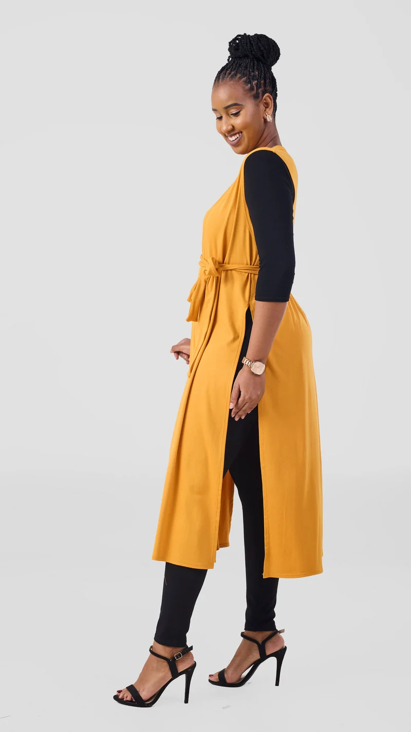Vivo Chela Sleeveless Waterfall in Jersey - Mustard