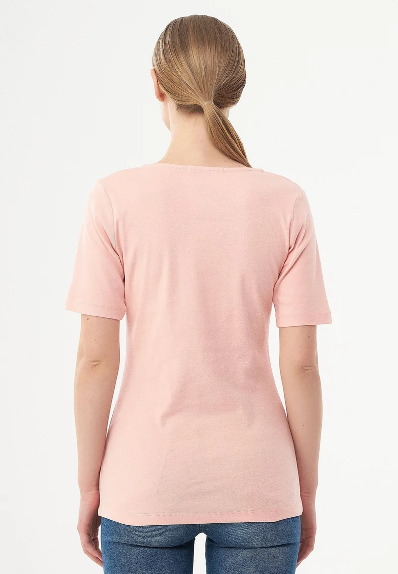 Geripptes T-Shirt aus Bio-Baumwolle mit V-Ausschnitt