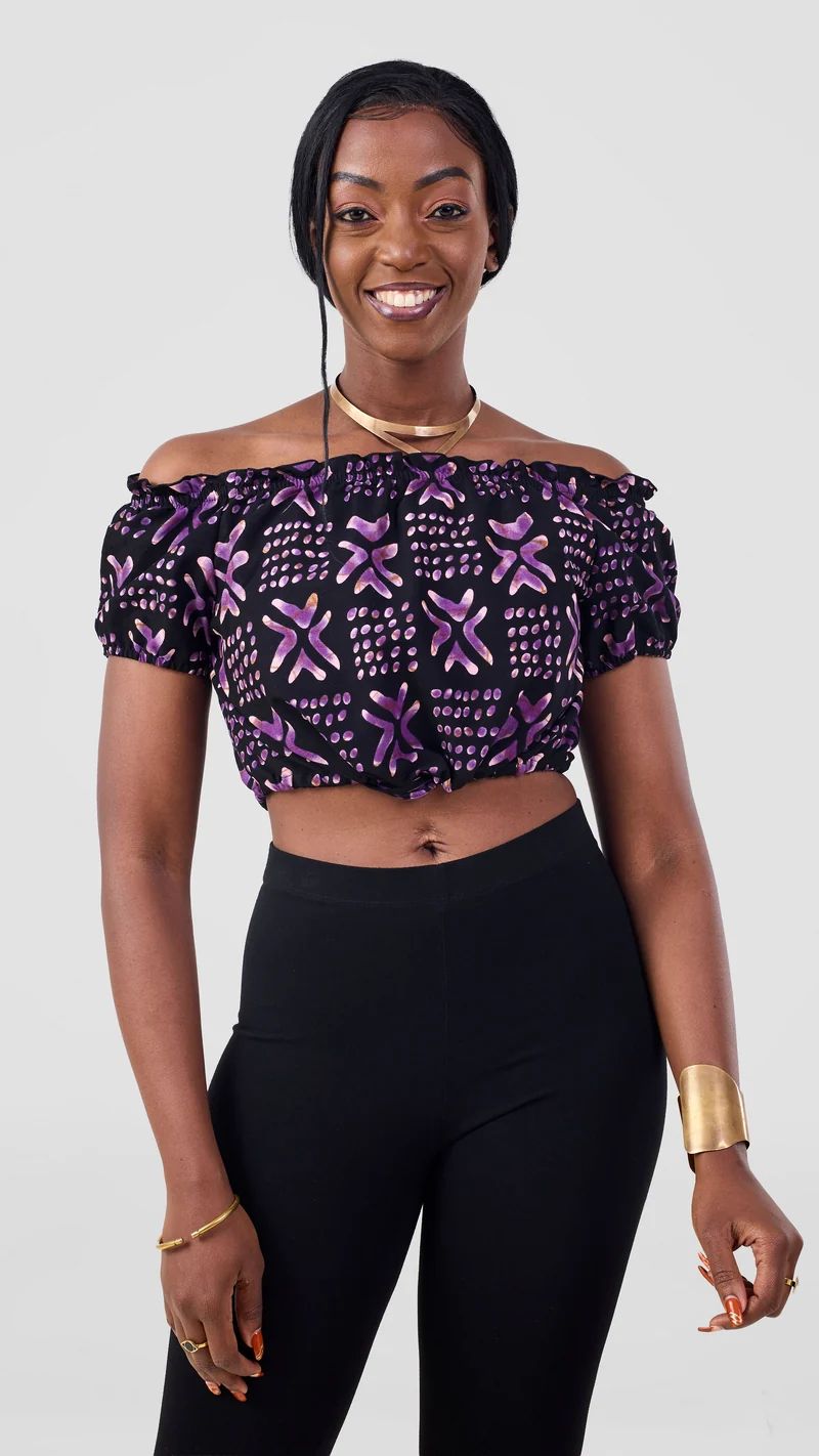 Safari Tafari Off Shoulder Crop Top - Laka Print