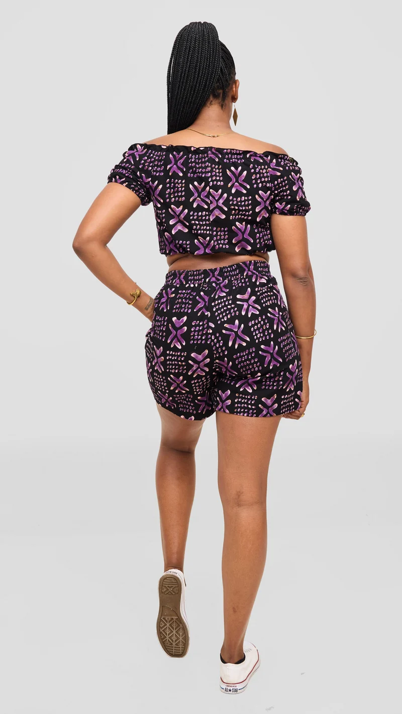 Safari Tafari Off Shoulder Crop Top - Laka Print