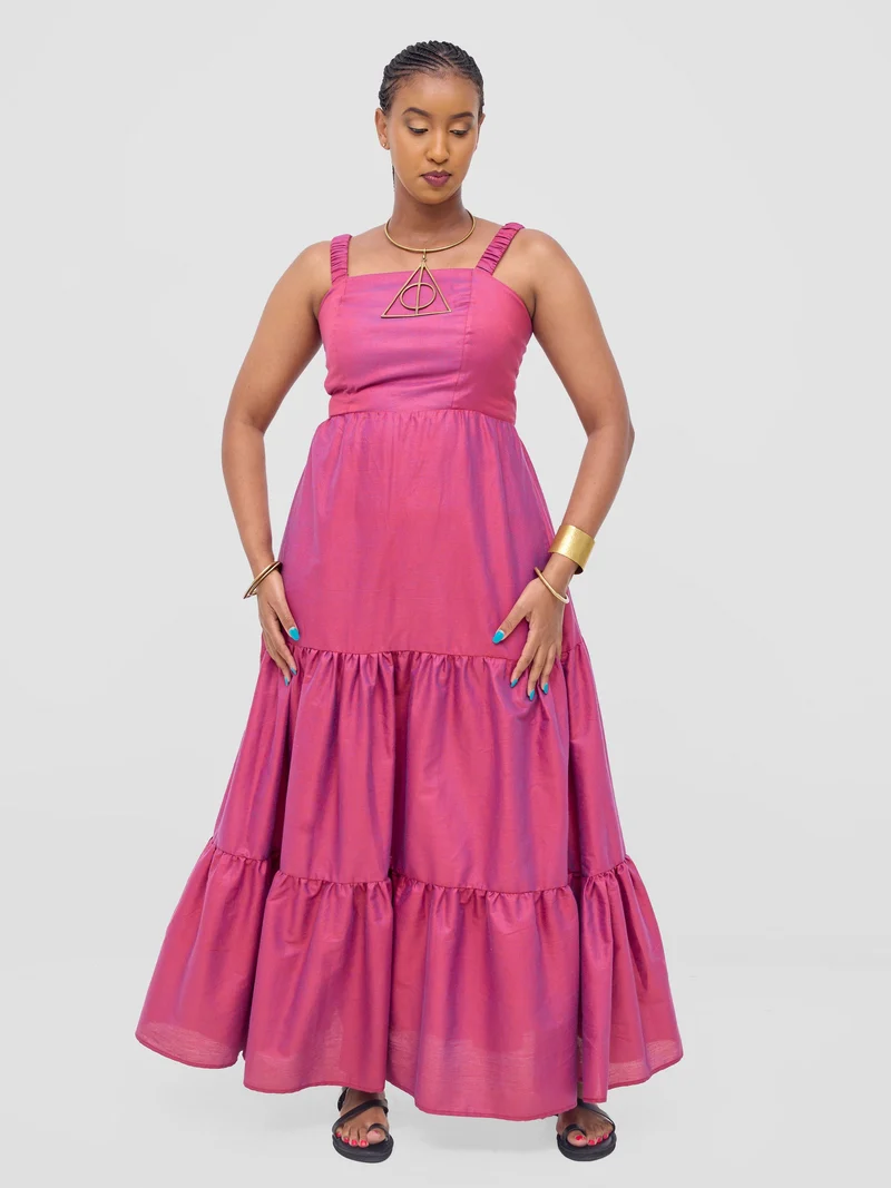 Safari Kikoy Tie Back Maxi Dress - Maroon