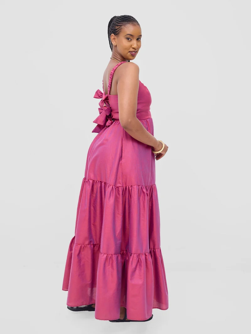 Safari Kikoy Tie Back Maxi Dress - Maroon