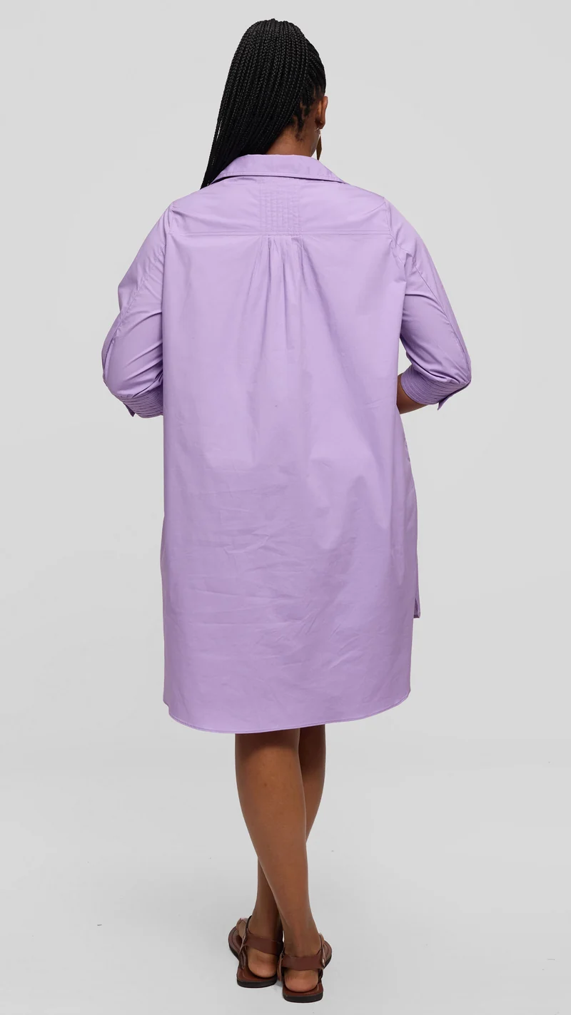 Safari by Vivo Pintuck Shirt Dress in Cotton - Lilac