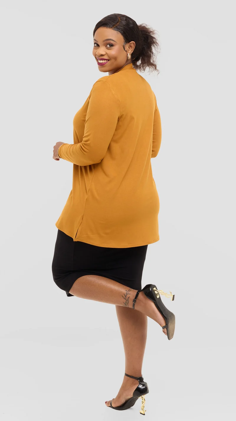 Vivo Basic Leila Short Waterfall in Jersey - Dark Mustard