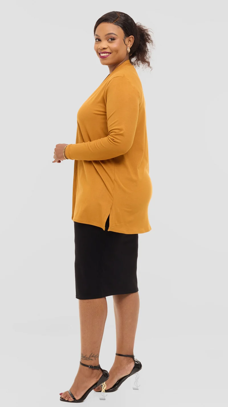 Vivo Basic Leila Short Waterfall in Jersey - Dark Mustard