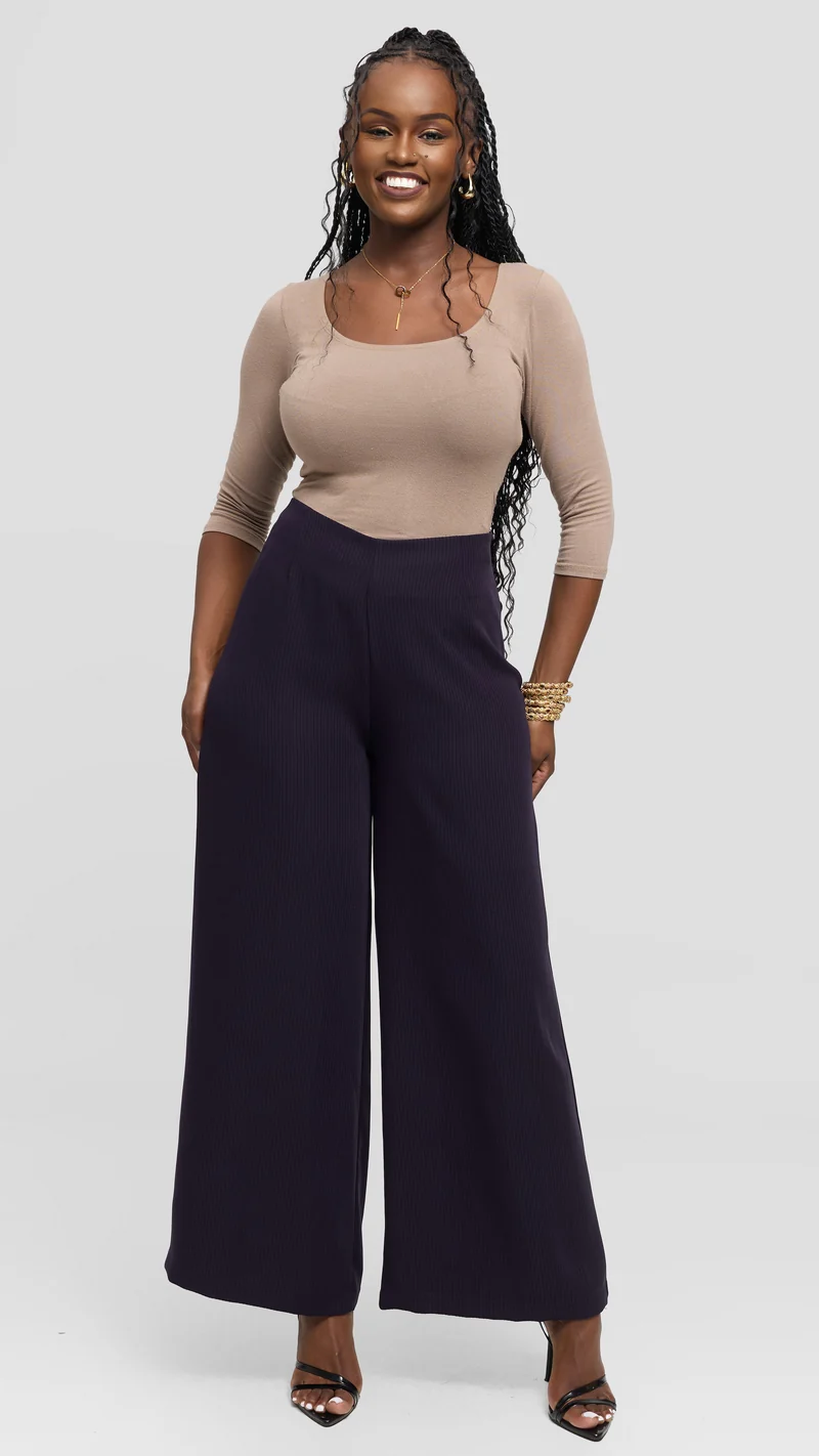 Vivo Tatili Pinstripe Pants in Medium Crepe - Dark Purple
