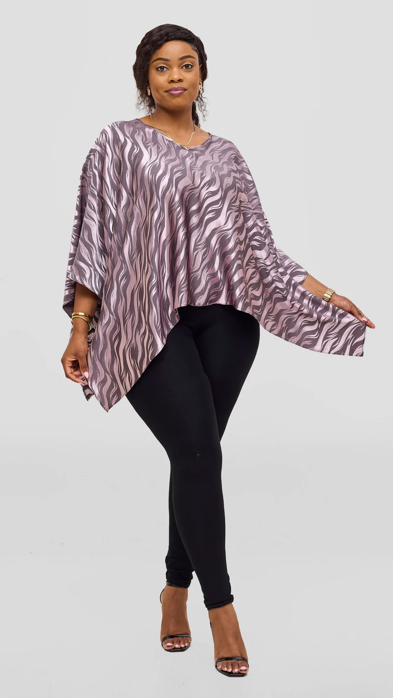 Vivo Liora Multiway Top in Satin - Taupe Textured Print