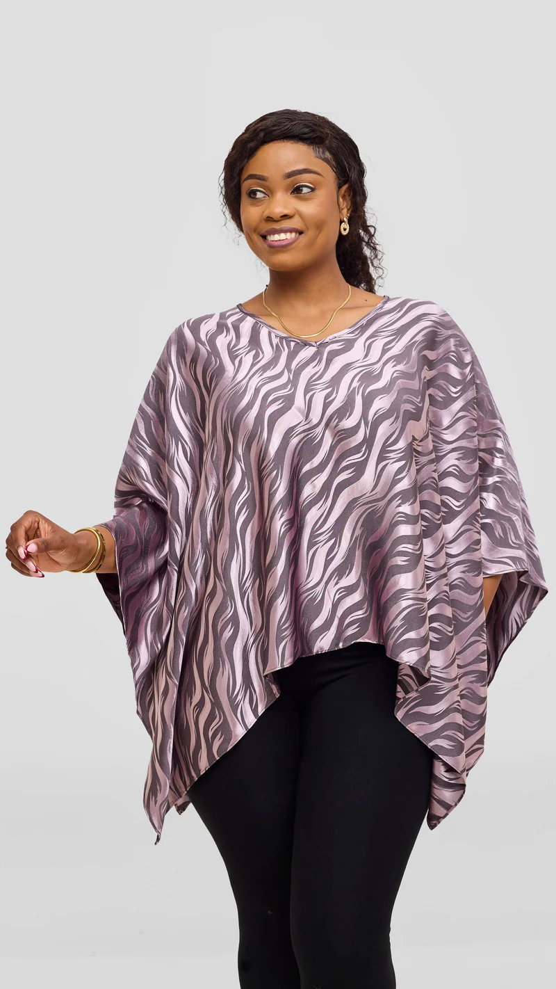 Vivo Liora Multiway Top in Satin - Taupe Textured Print