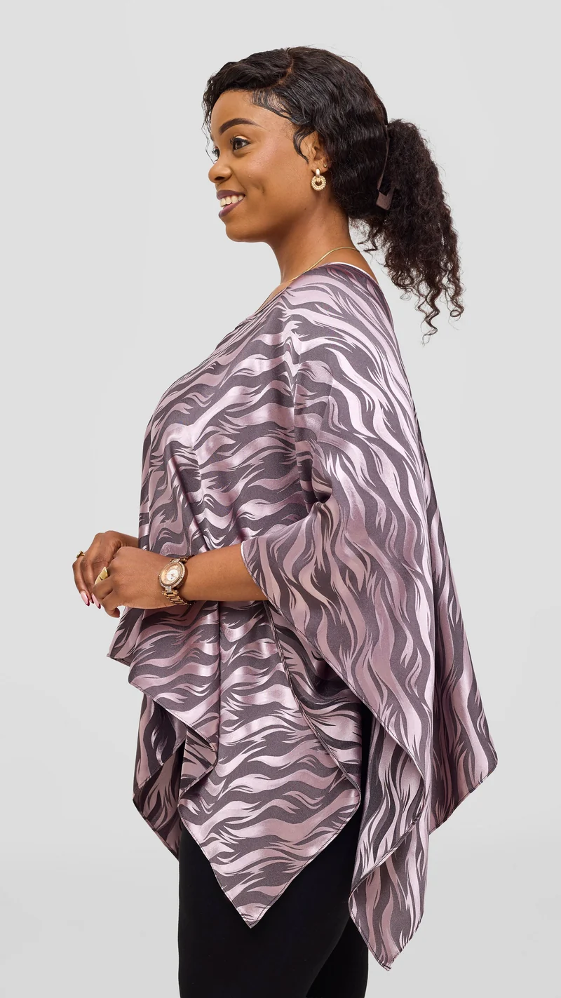 Vivo Liora Multiway Top in Satin - Taupe Textured Print
