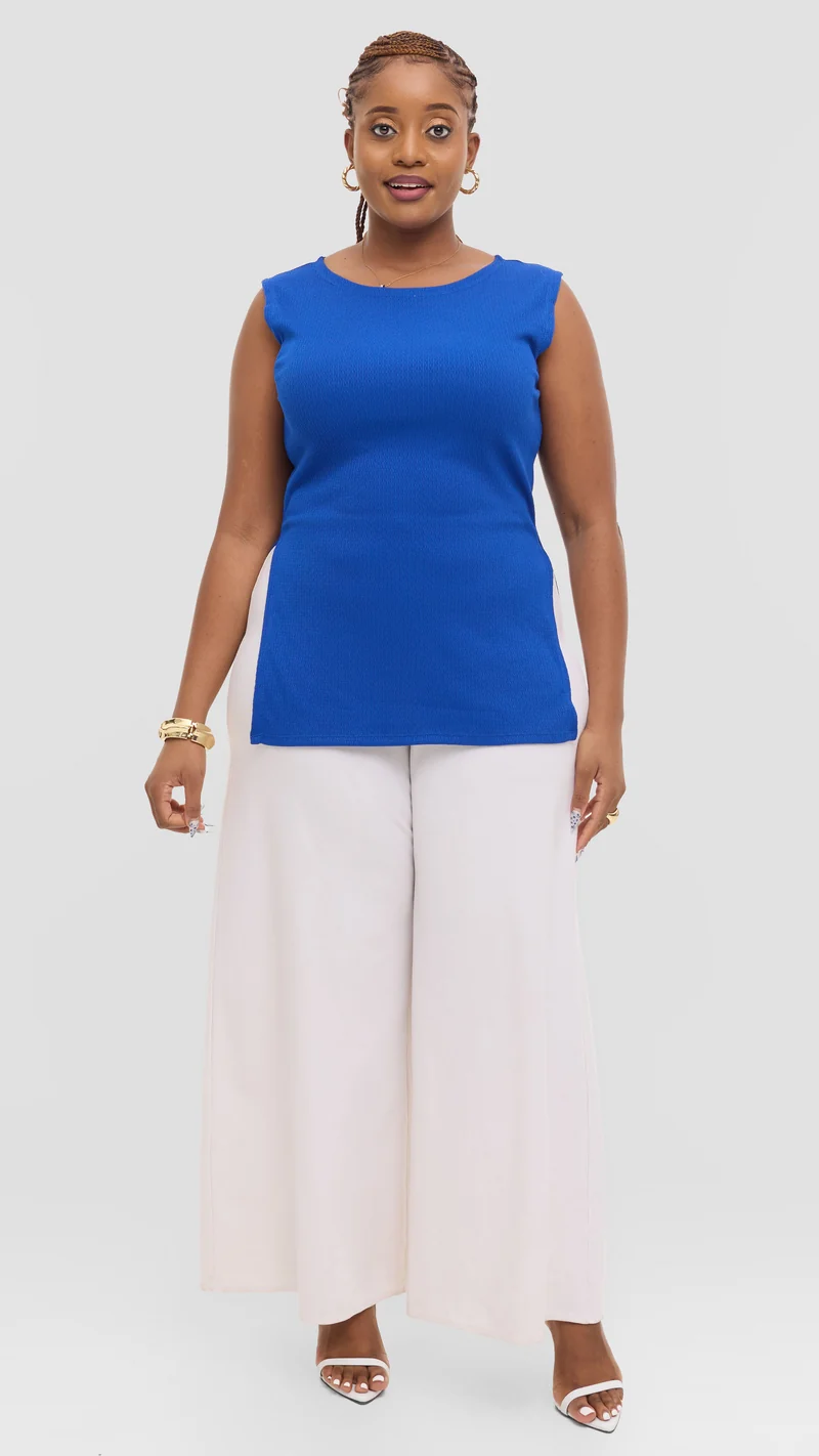Vivo Chela Scalloped Sleeveless Top - Royal Blue