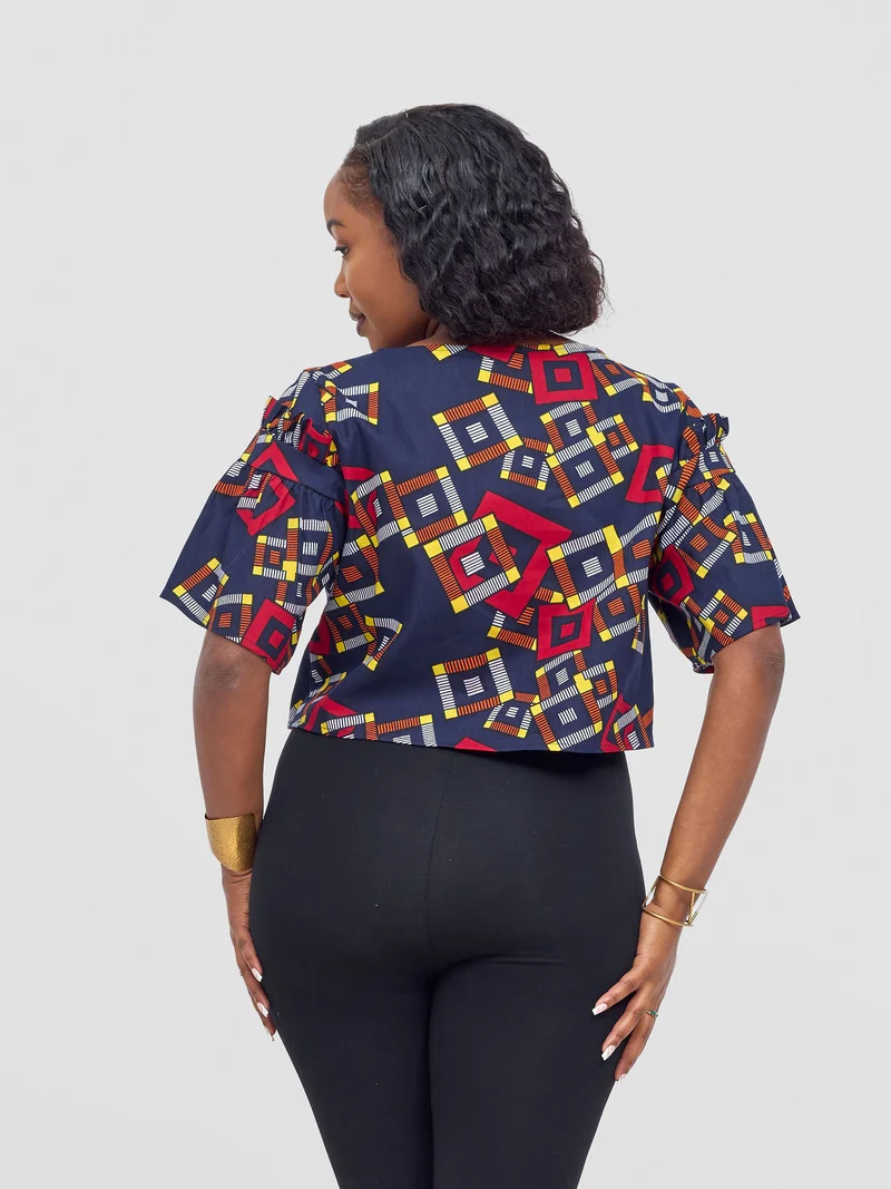 Safari Nimali Ruffle Sleeve Top - Jura Print