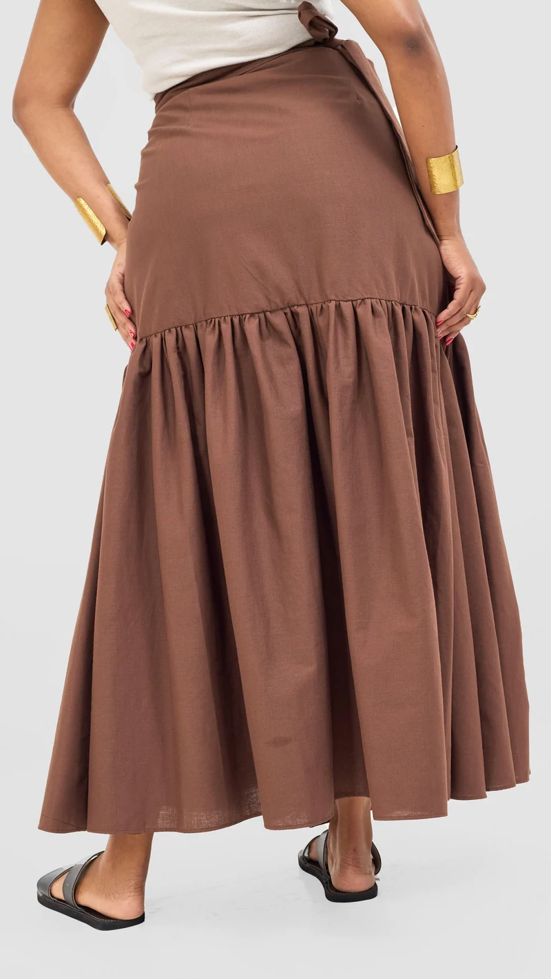 Safari Naledi Gathered Panel Maxi Skirt - Chocolate